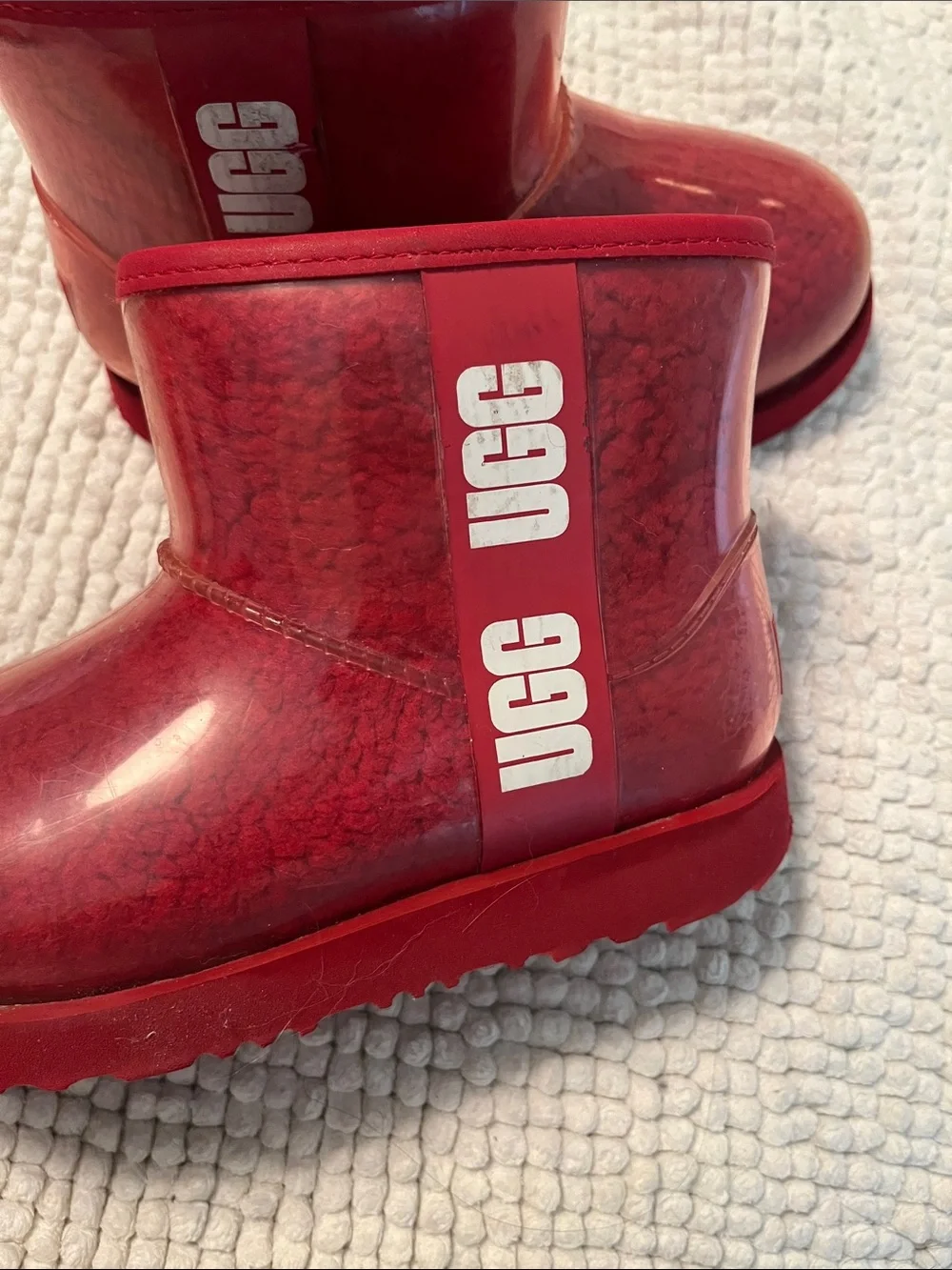 UGG Little Kids Red Waterproof Fleece Boots